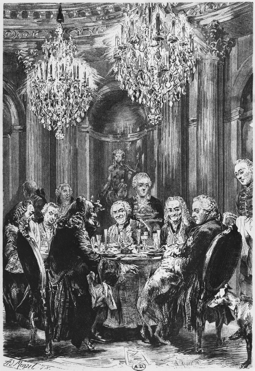 Voltaire s pruským králem Fridrichem II (1712-86) v Sanssouci u Postupimi, 1878 od Adolph Menzel