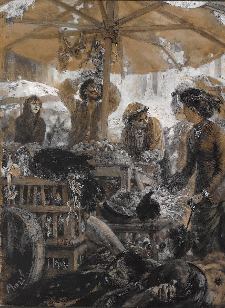 Marktszene ve Veroně. od Adolph Menzel