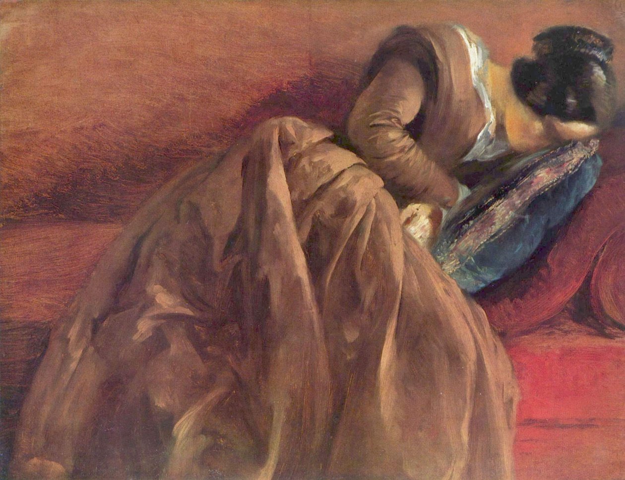 Menzelova sestra Emilie ve spánku od Adolph Menzel