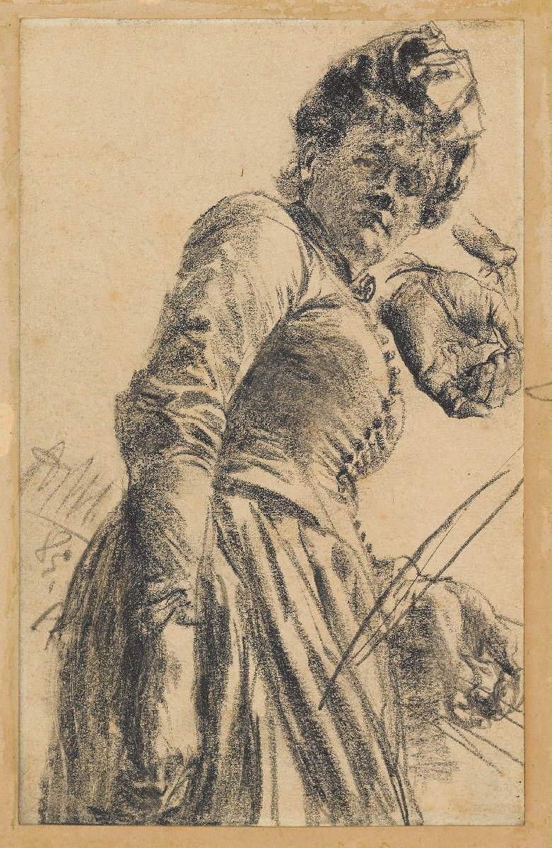 Modelová studie ženy v klobouku od Adolph Menzel