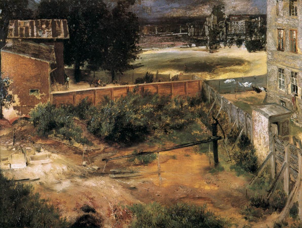 Zadní část domu a dvorek od Adolph Menzel
