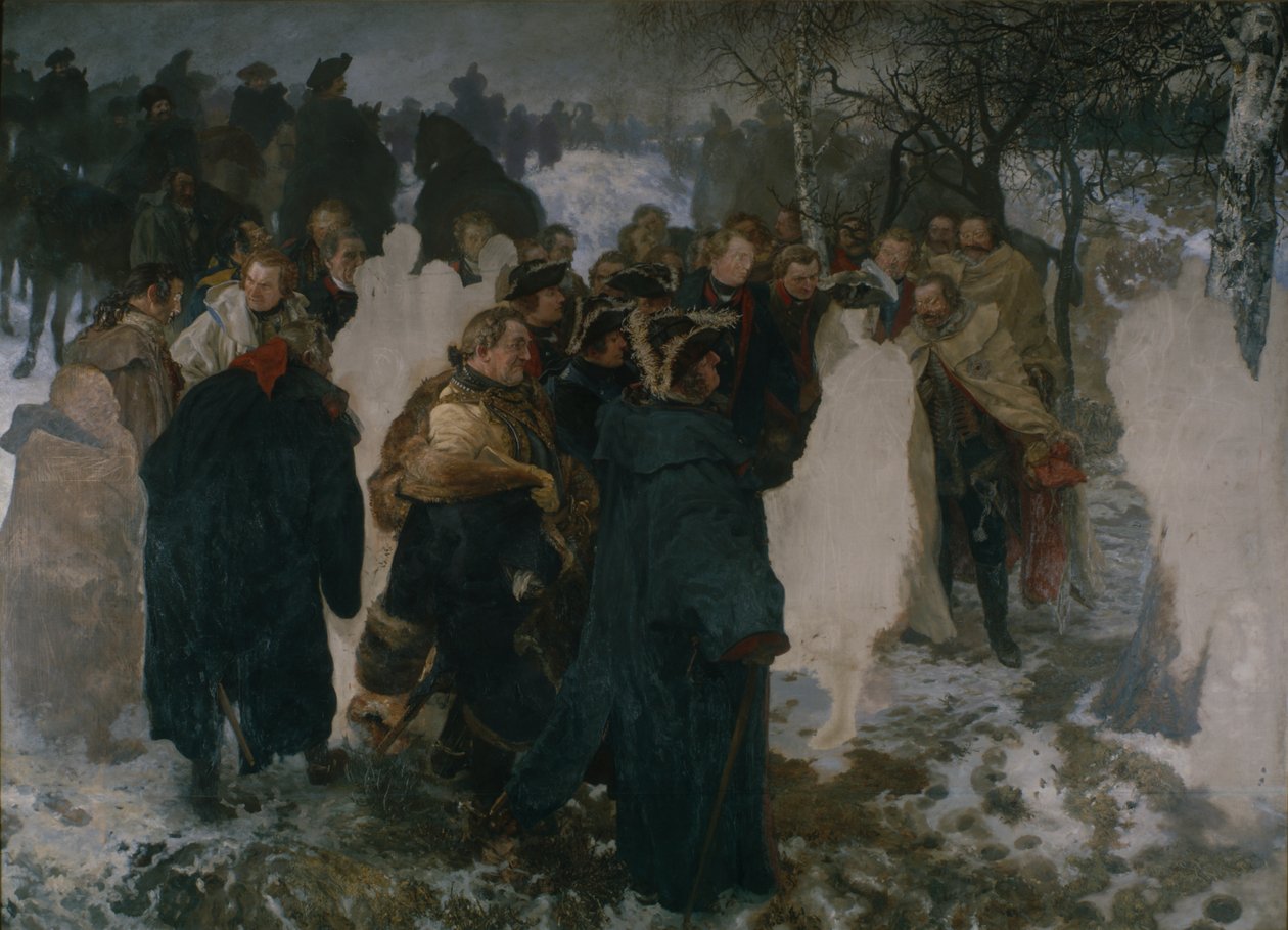 Projev před bitvou u Leuthenu, 1858 od Adolph Menzel