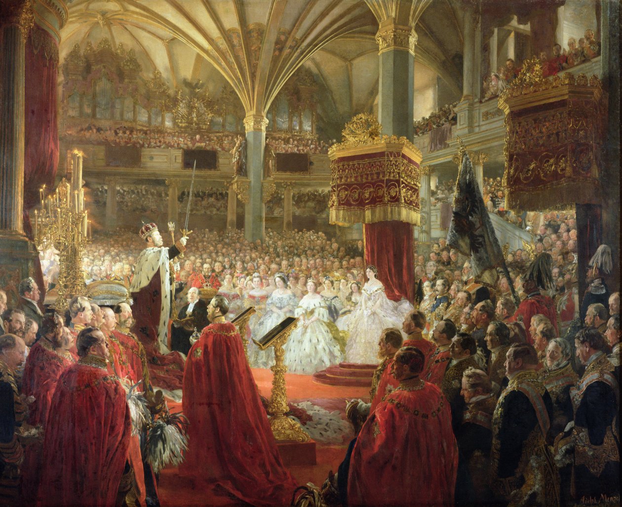 Korunovace krále Viléma I. v Koenigsbergu v roce 1861, kolem 186165 od Adolph Menzel