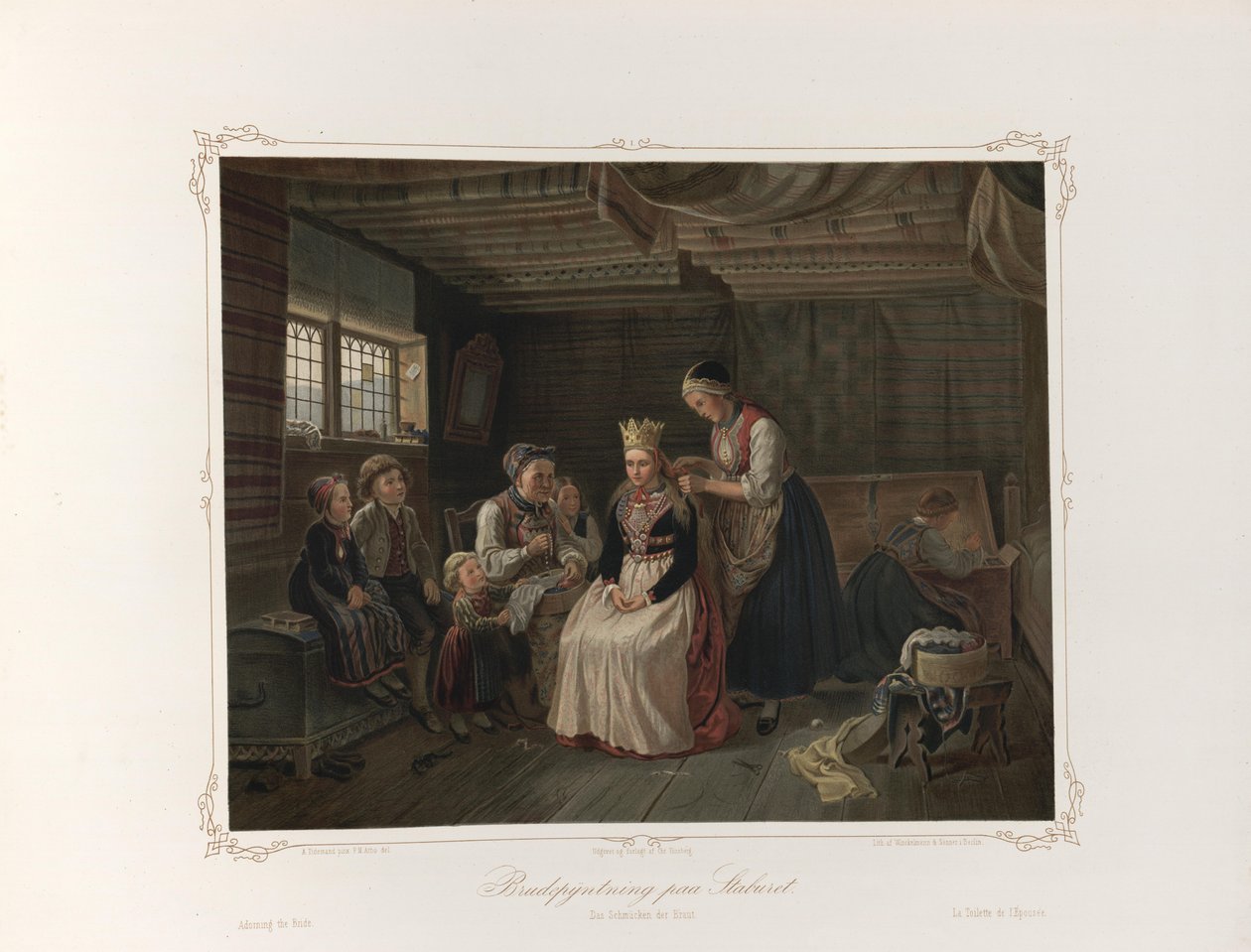 Ilustrace převzata z knihy Norske Folkelivsbilleder od Tidemand, Adolph a publikována Chr. Tønsberg (Christiania, 1858) od Adolph Tidemand