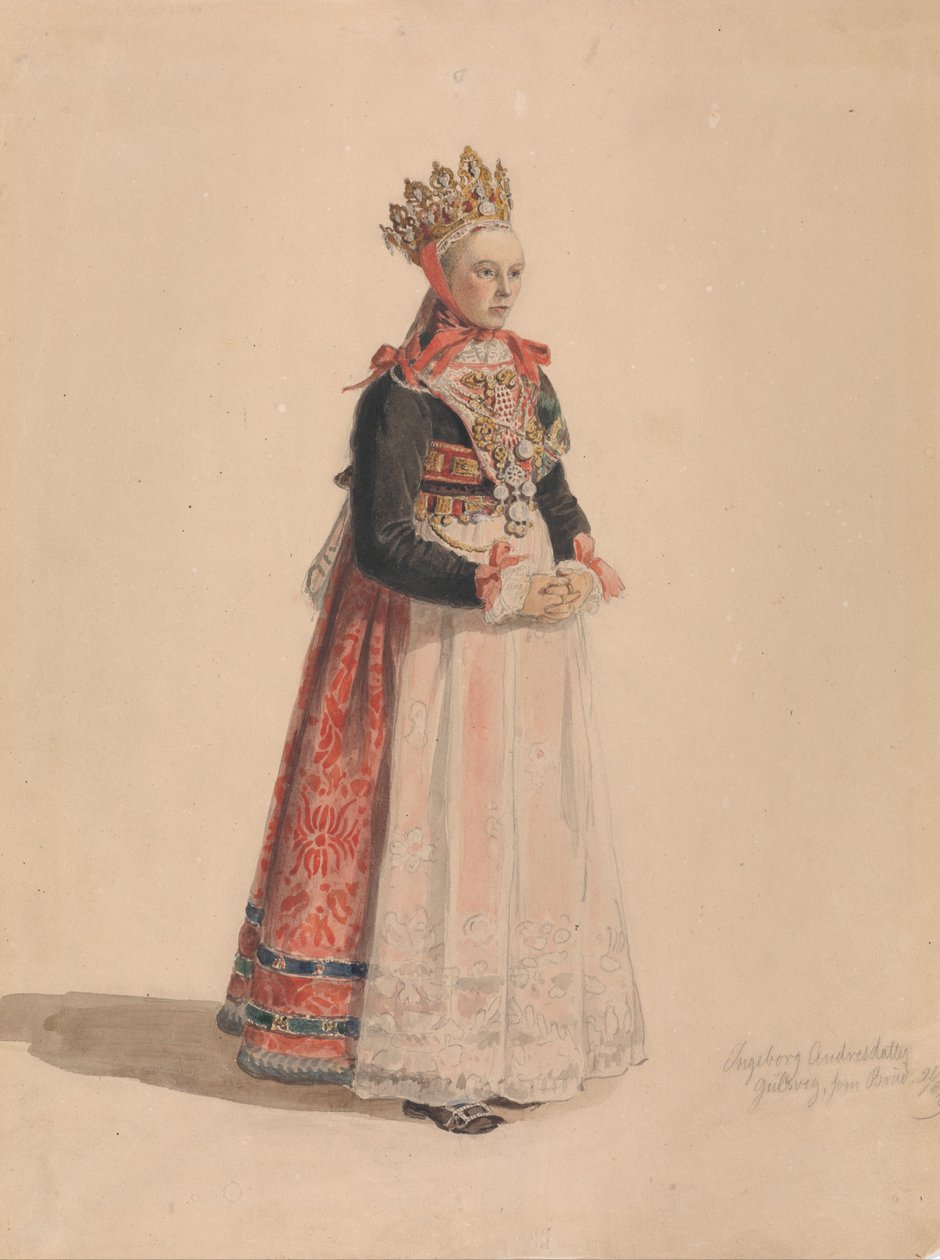 Ingeborg Andresdatter Gulsvik jako nevěsta od Adolph Tidemand