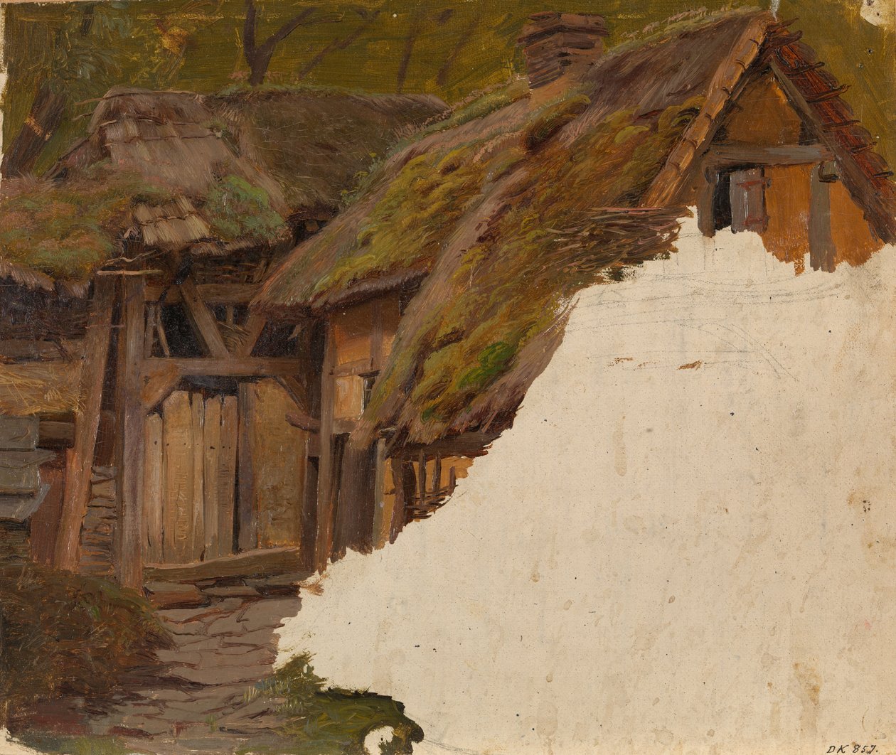 Studie staré farmy od Adolph Tidemand