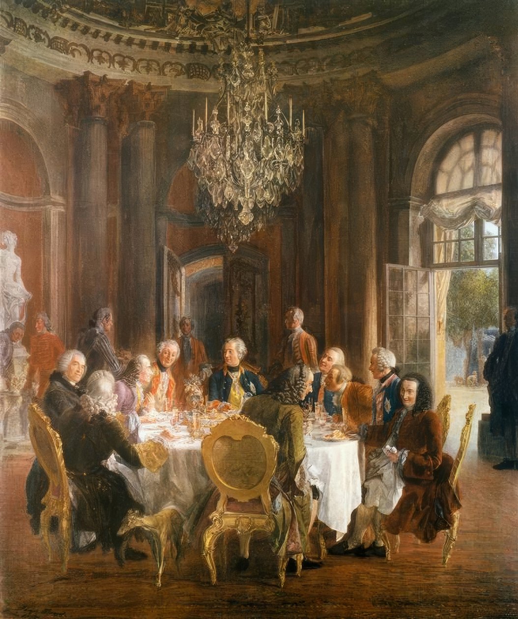 Král Fridrich II. Kulatý stůl v Sanssouci od Adolph Menzel