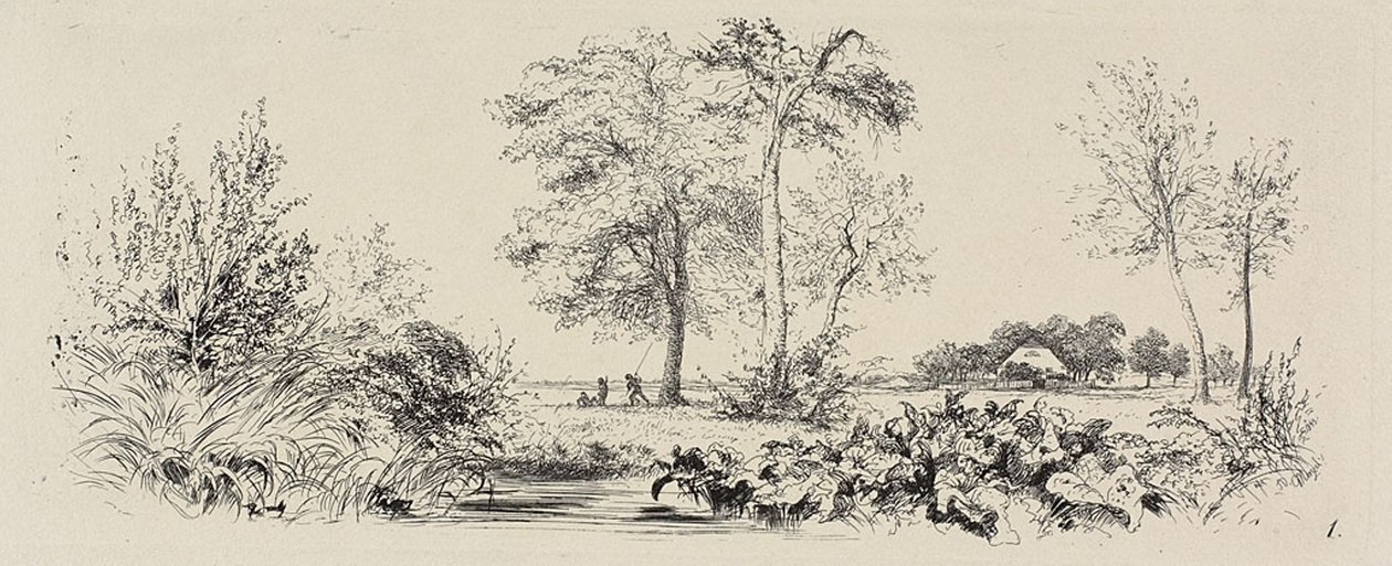 Deska jedna, od Radierversuche od Adolph Menzel