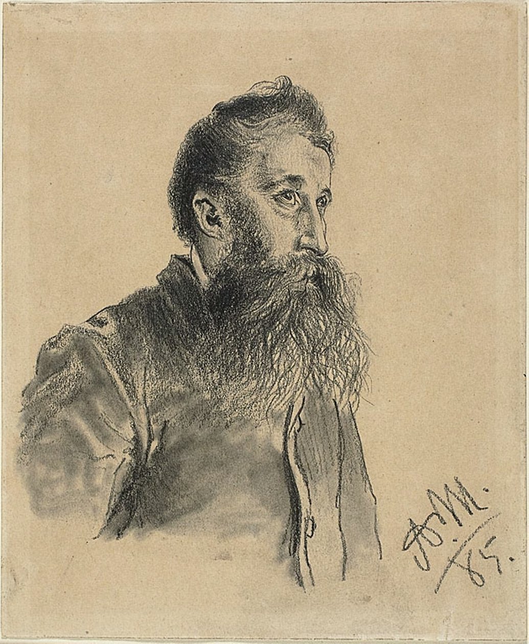 Portrét vousatého muže od Adolph Menzel