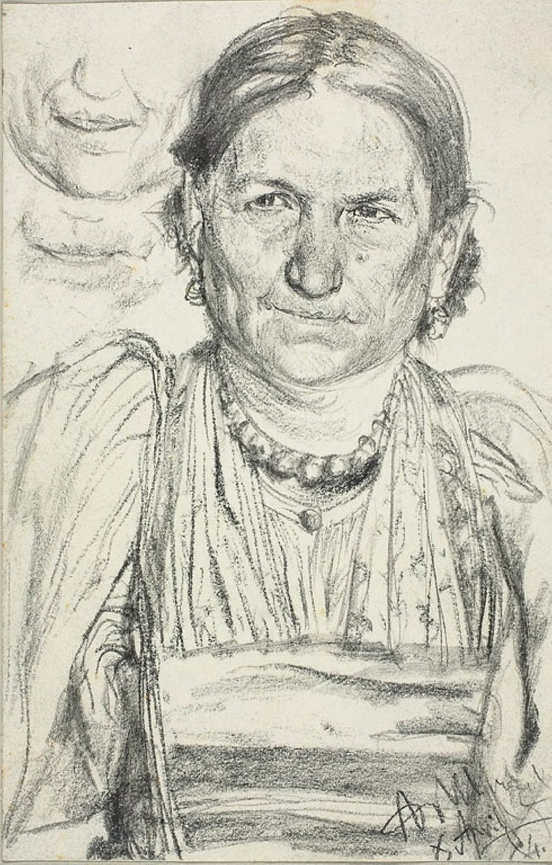 Portrét selské ženy od Adolph Menzel