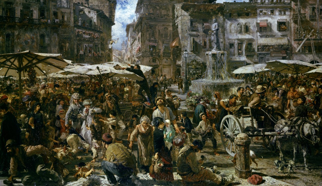 Trh ve Veroně od Adolph Menzel