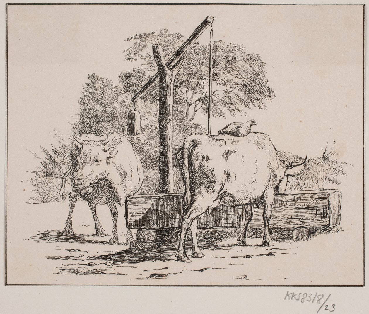 Slepice a kráva od Johan Adolph Kittendorff