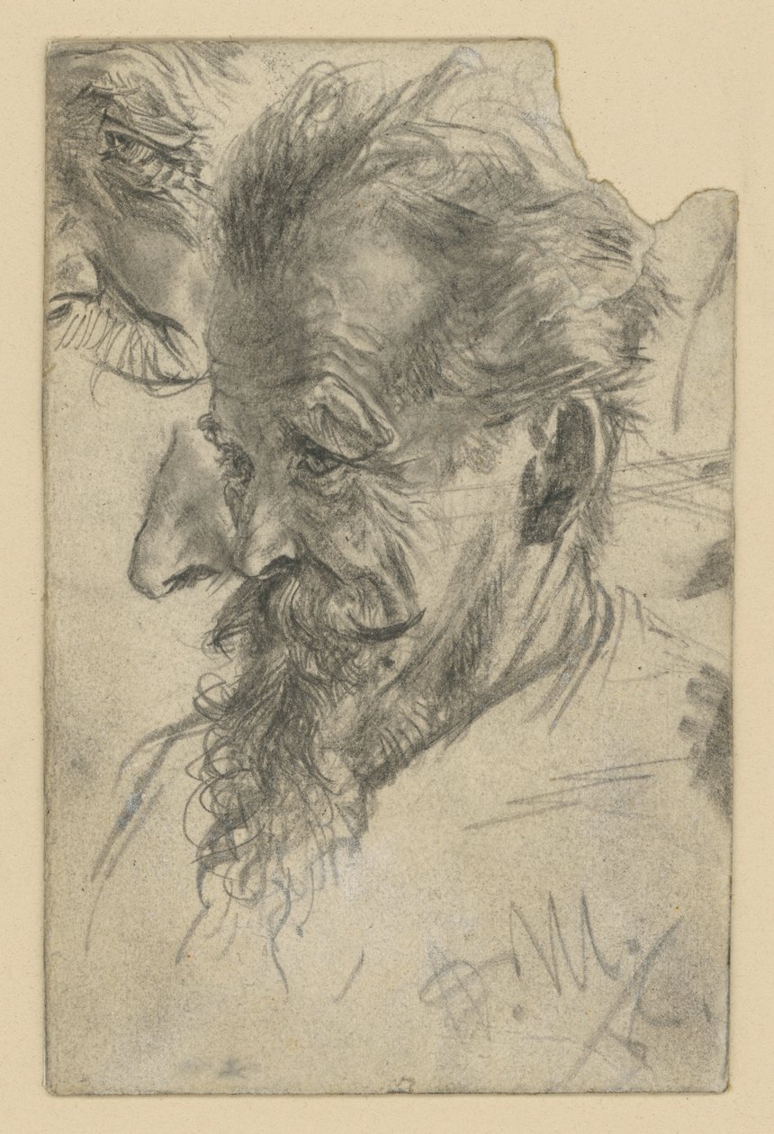 Hlava staršího muže s bradkou a dalšími detaily od Adolph Menzel