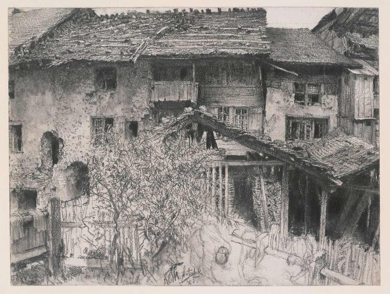 Staré domy v Interlakenu od Adolph Menzel