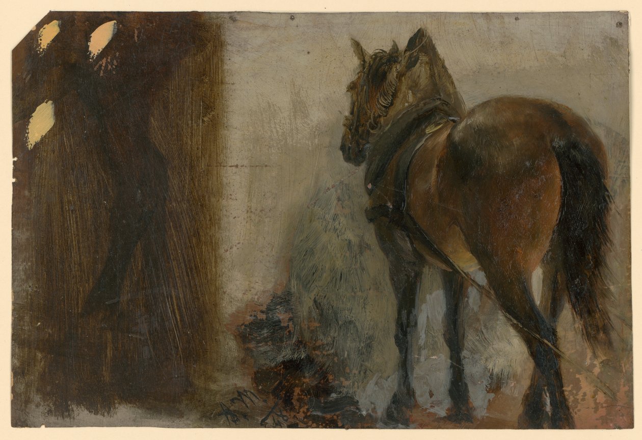 Zapřažený kůň od Adolph Menzel