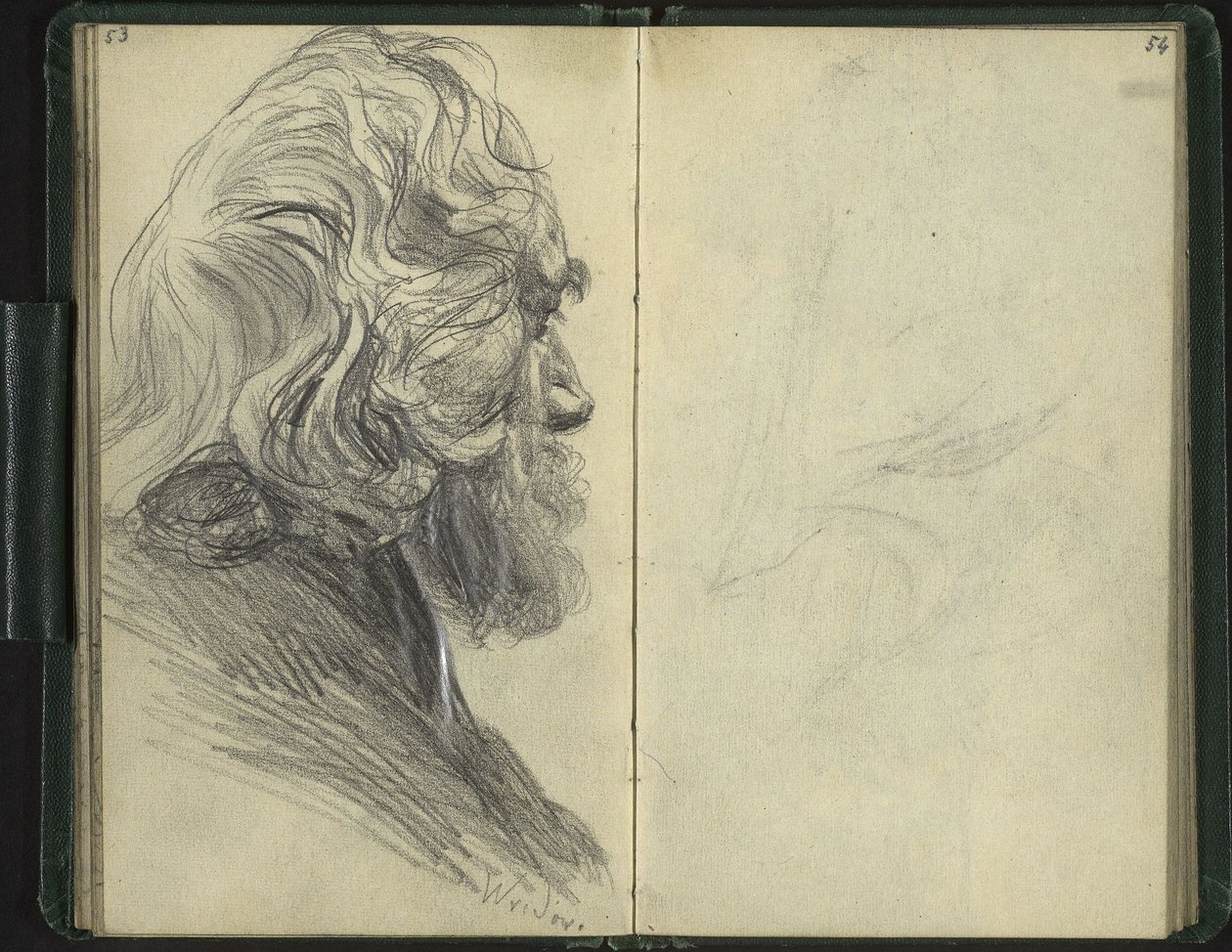 Vousatý muž v ztraceném profilu od Adolph Menzel