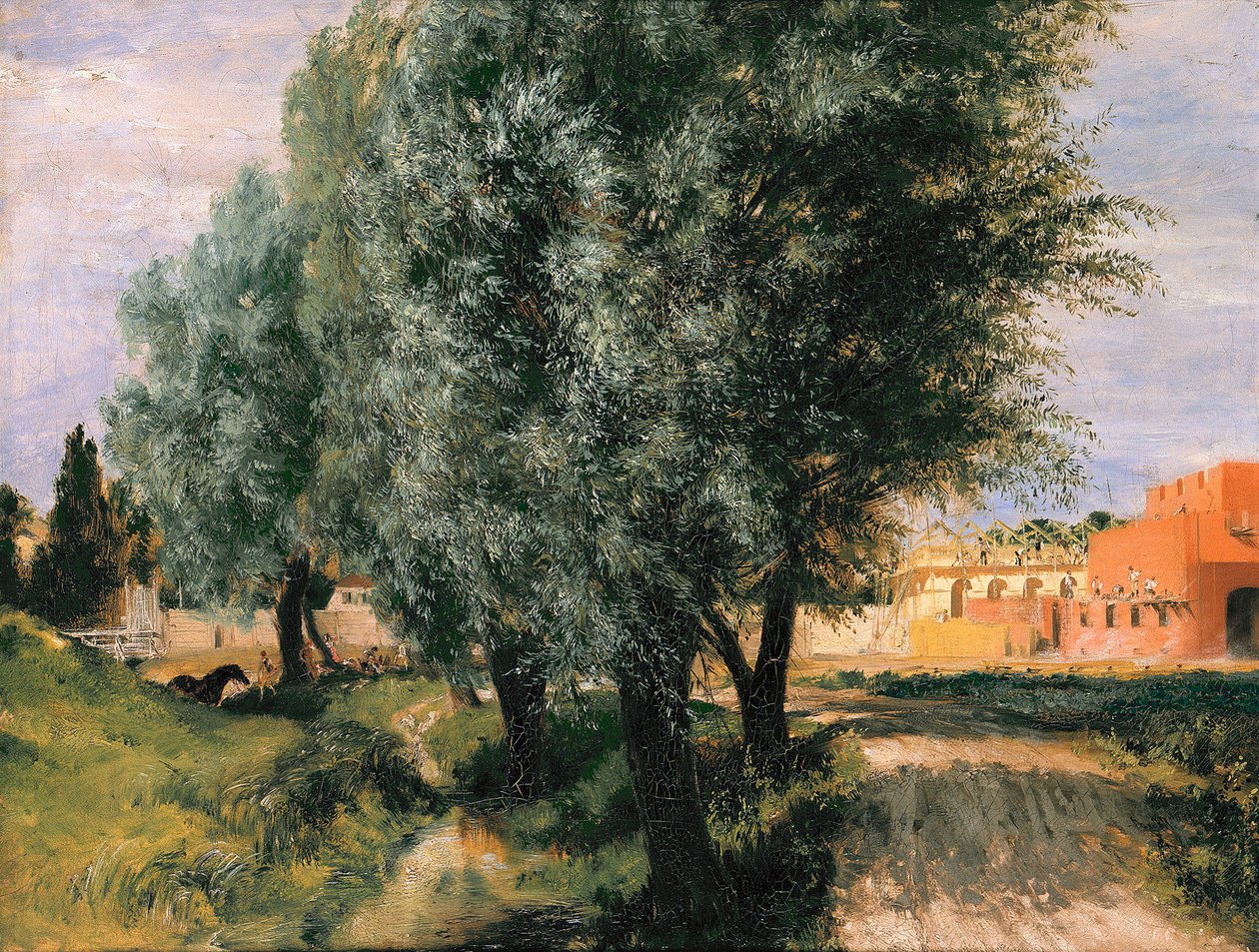 Staveniště s vrbami od Adolph Menzel