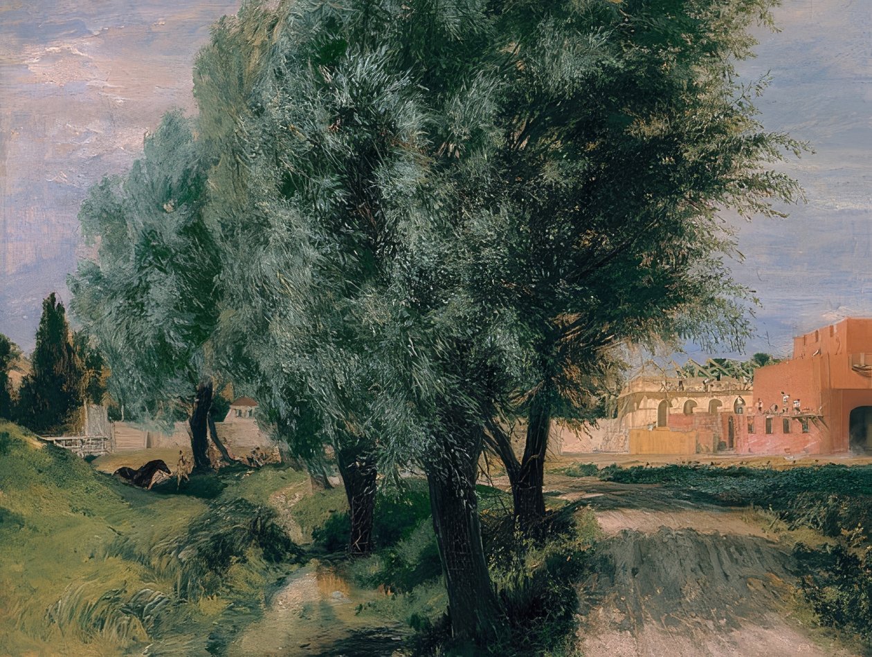 Staveniště s vrbami. 1846 od Adolph Menzel