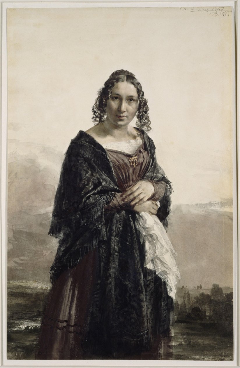 Portrét Karoline Meyerheimové, rozené Drakeové, matky Paula Meyerheima od Adolph Menzel