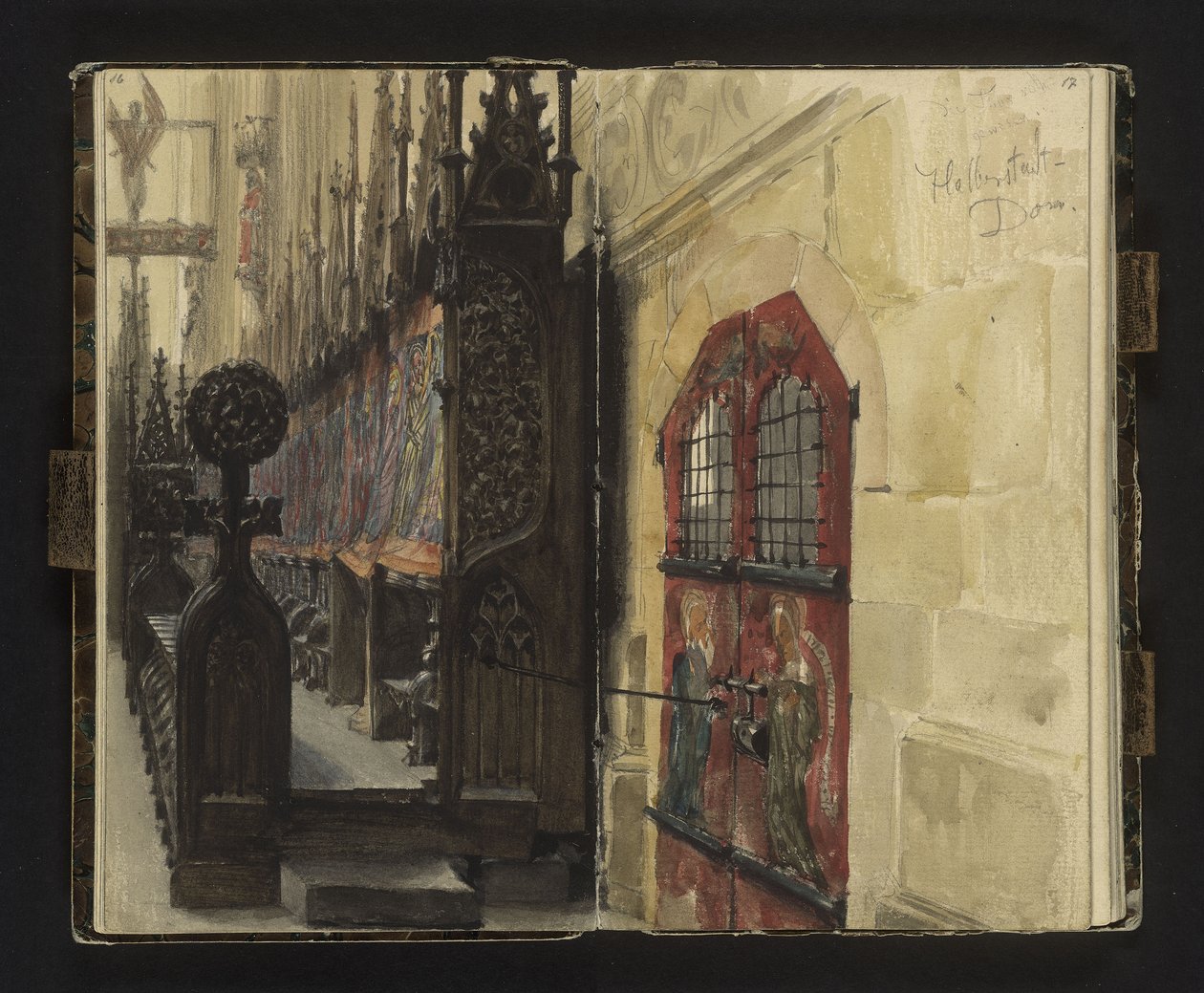 Pohled na chórové lavice v katedrále v Halberstadtu od Adolph Menzel