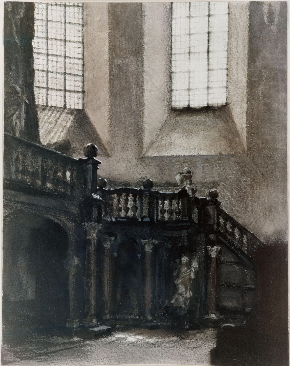 Pohled na barokní varhanní kruchtu od Adolph Menzel