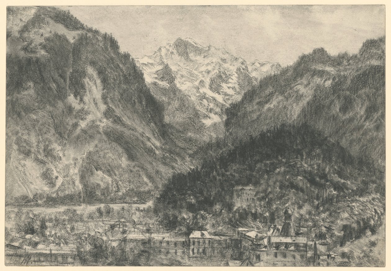 Pohled přes Interlaken na masiv Jungfrau od Adolph Menzel
