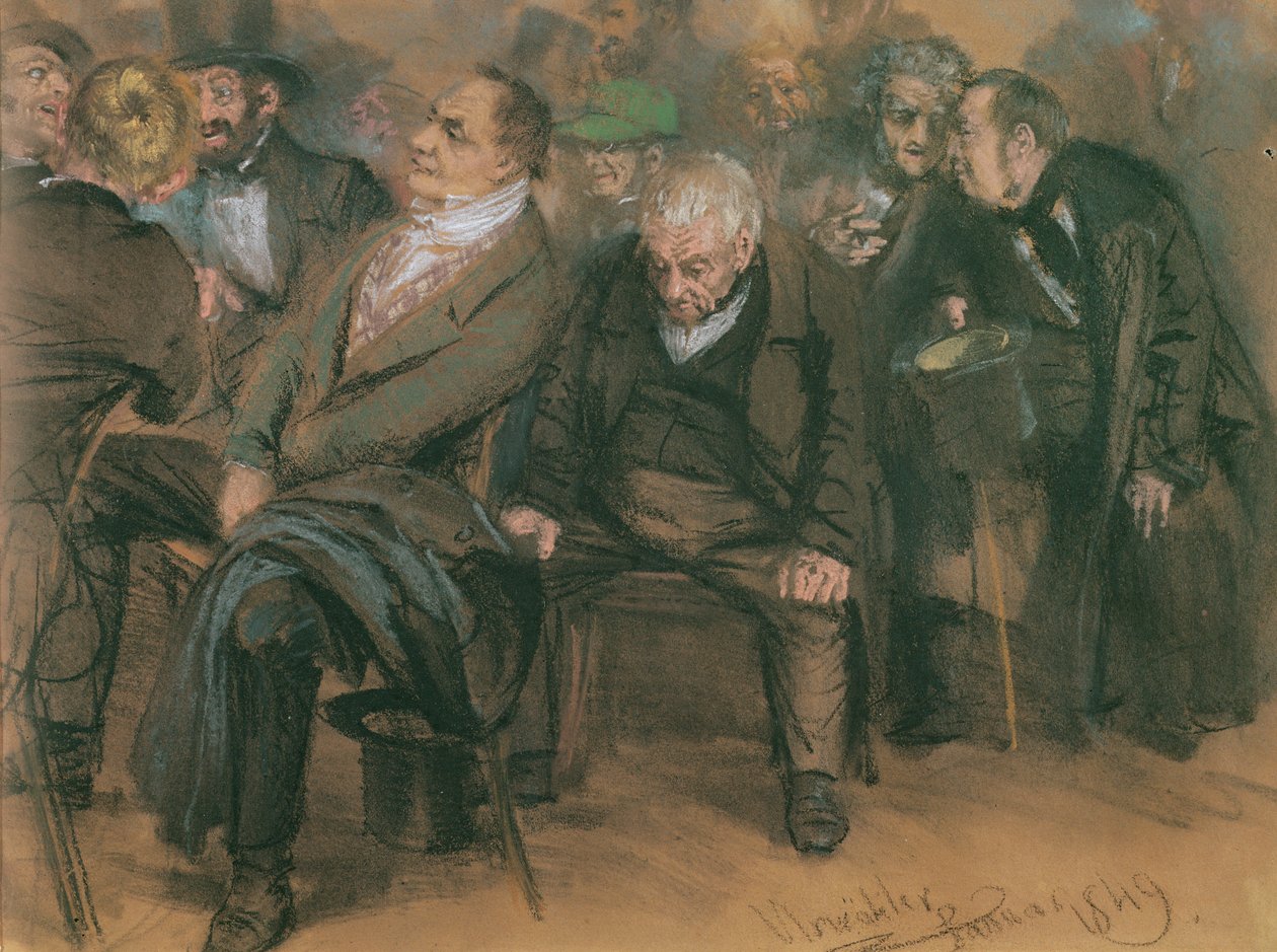 Buržoazní Němci na veřejném shromáždění, 1849 (pastel na papíře) od Adolph Menzel
