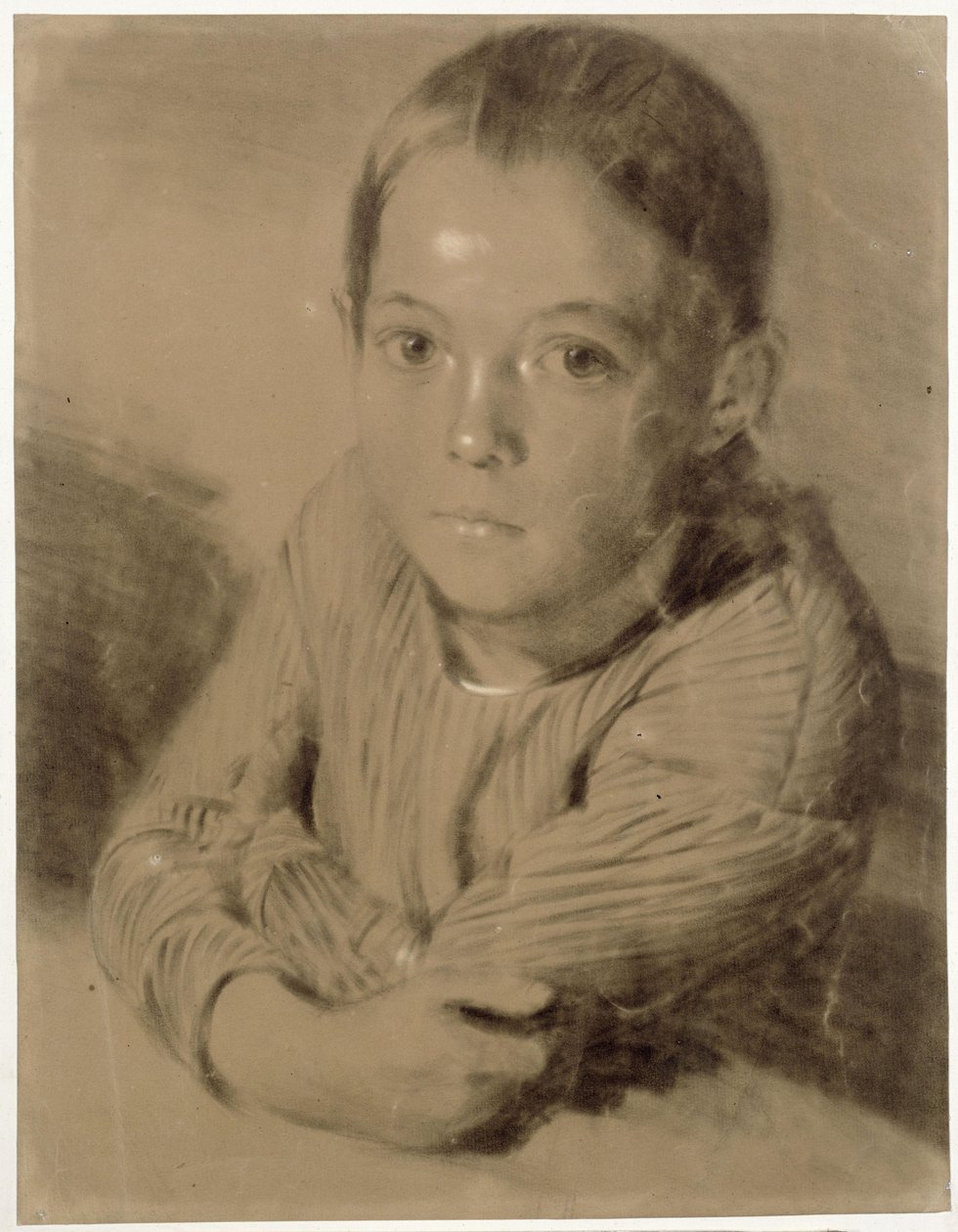 Portrét dívky z profilu od Adolph Menzel