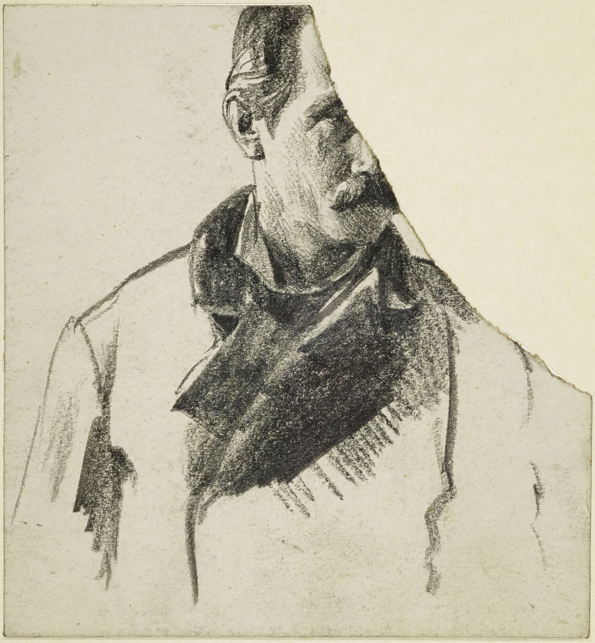 Portrét muže s knírkem, s hlavou otočenou doprava od Adolph Menzel