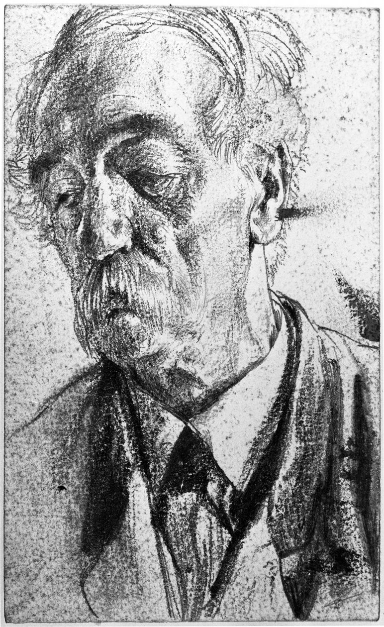 Portrét staršího muže s knírkem od Adolph Menzel