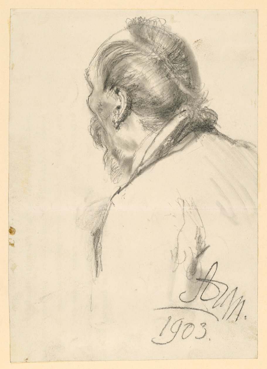 Poprsí vousatého muže vlevo, z poloviny zezadu od Adolph Menzel