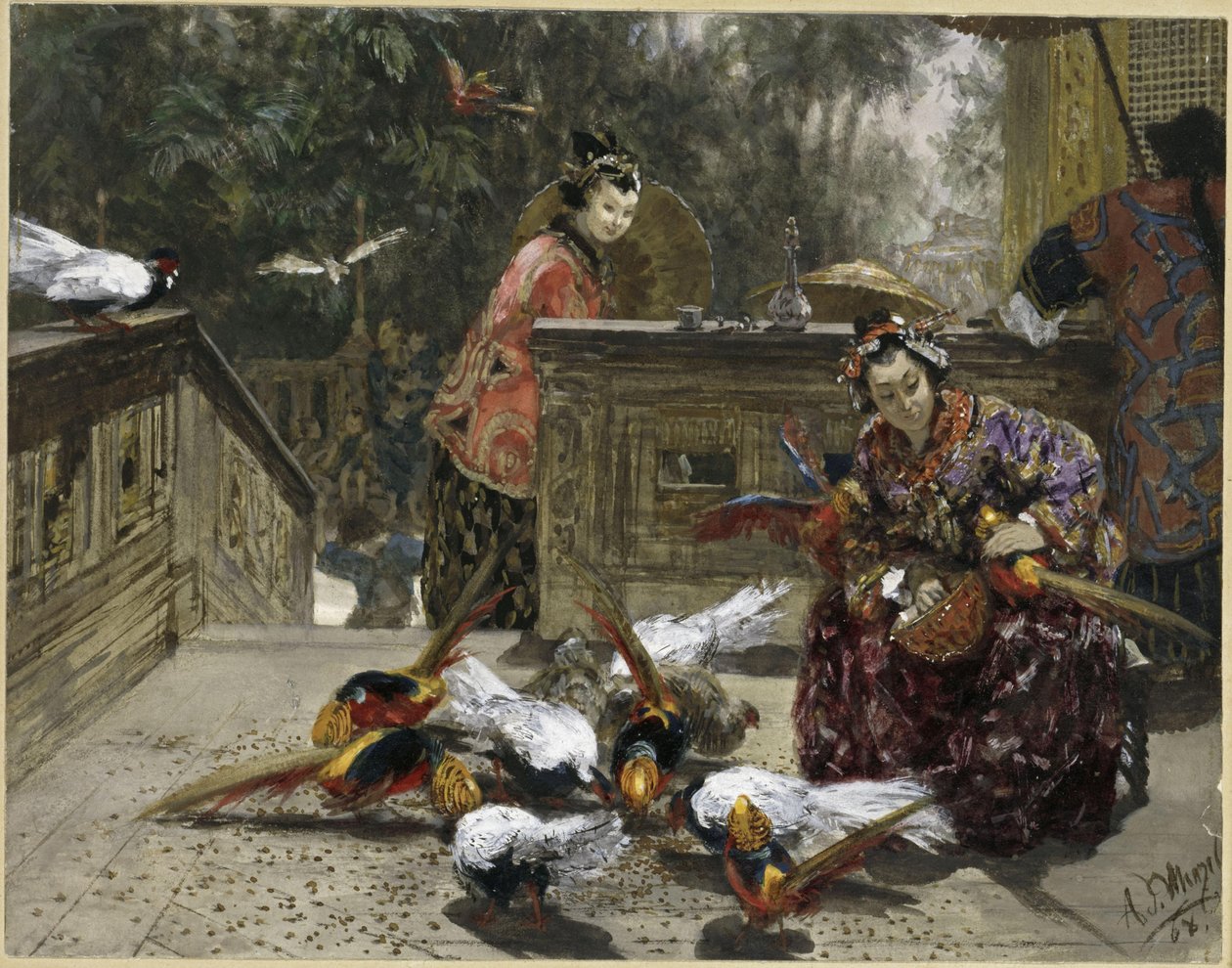 Číňanky s bažanty. Z "Dětského alba" od Adolph Menzel