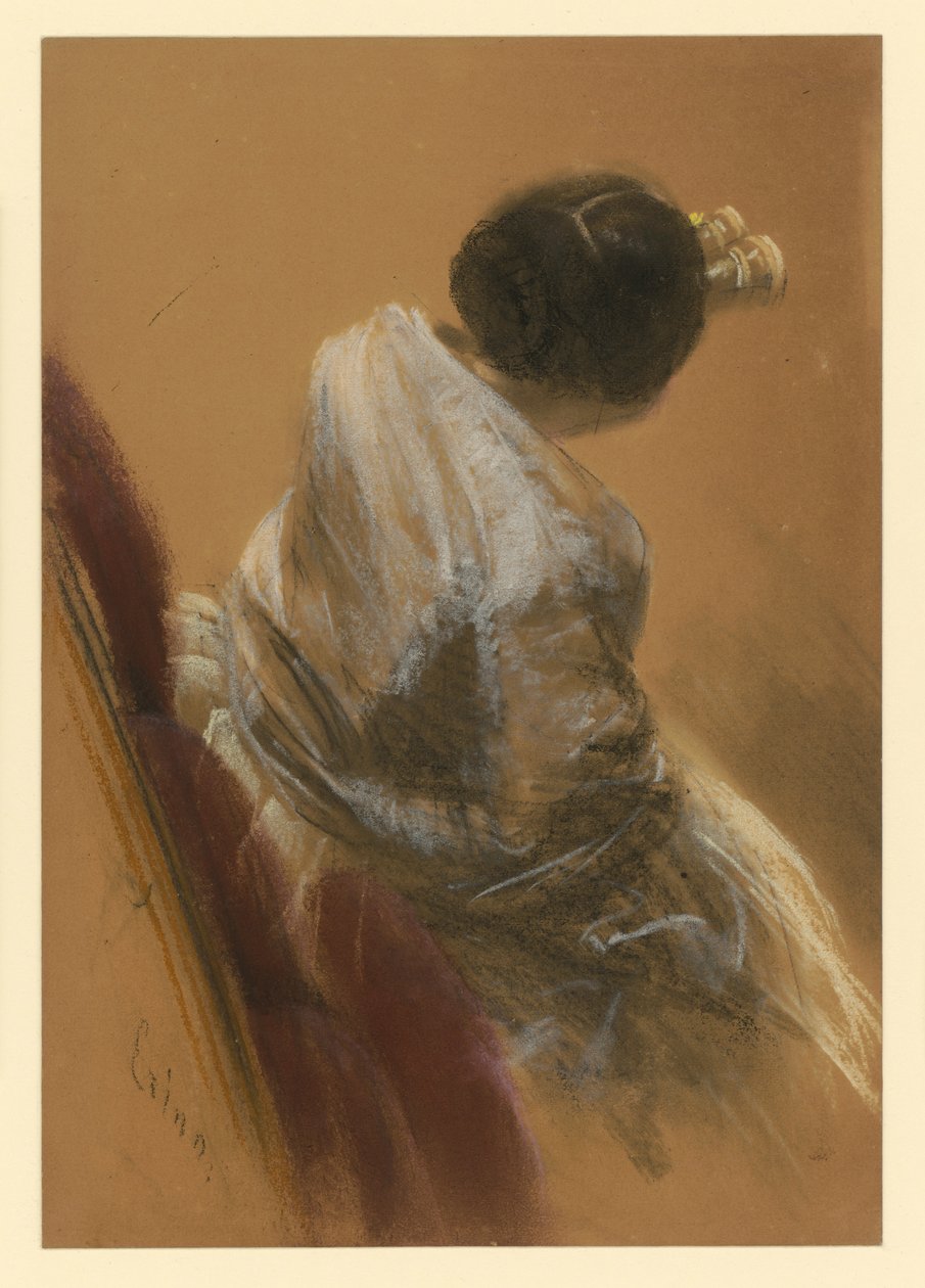 Dáma v křesle s divadelním dalekohledem od Adolph Menzel