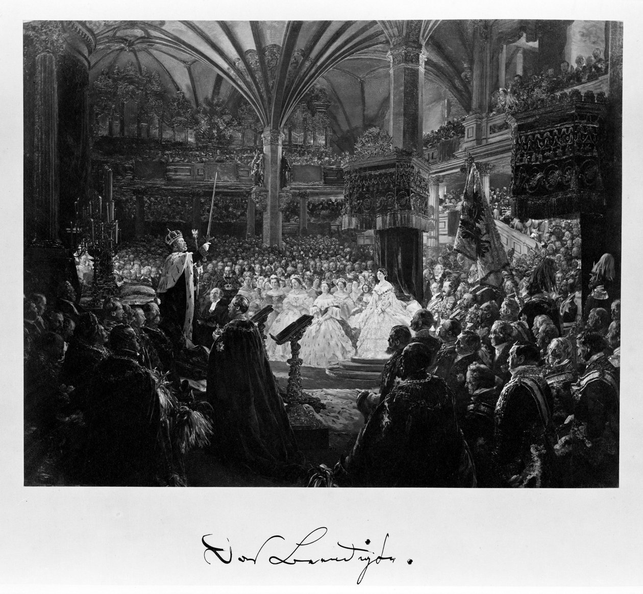 „Dokončené dílo“; fotografie z korunovačního alba od Adolph Menzel