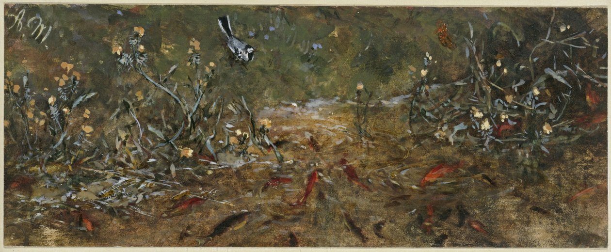 Jezírko se zlatými rybkami. Z „Dětského alba“ od Adolph Menzel