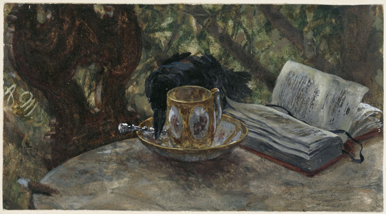 Havran kradoucí stříbrnou lžíci. Z "Dětského alba" od Adolph Menzel