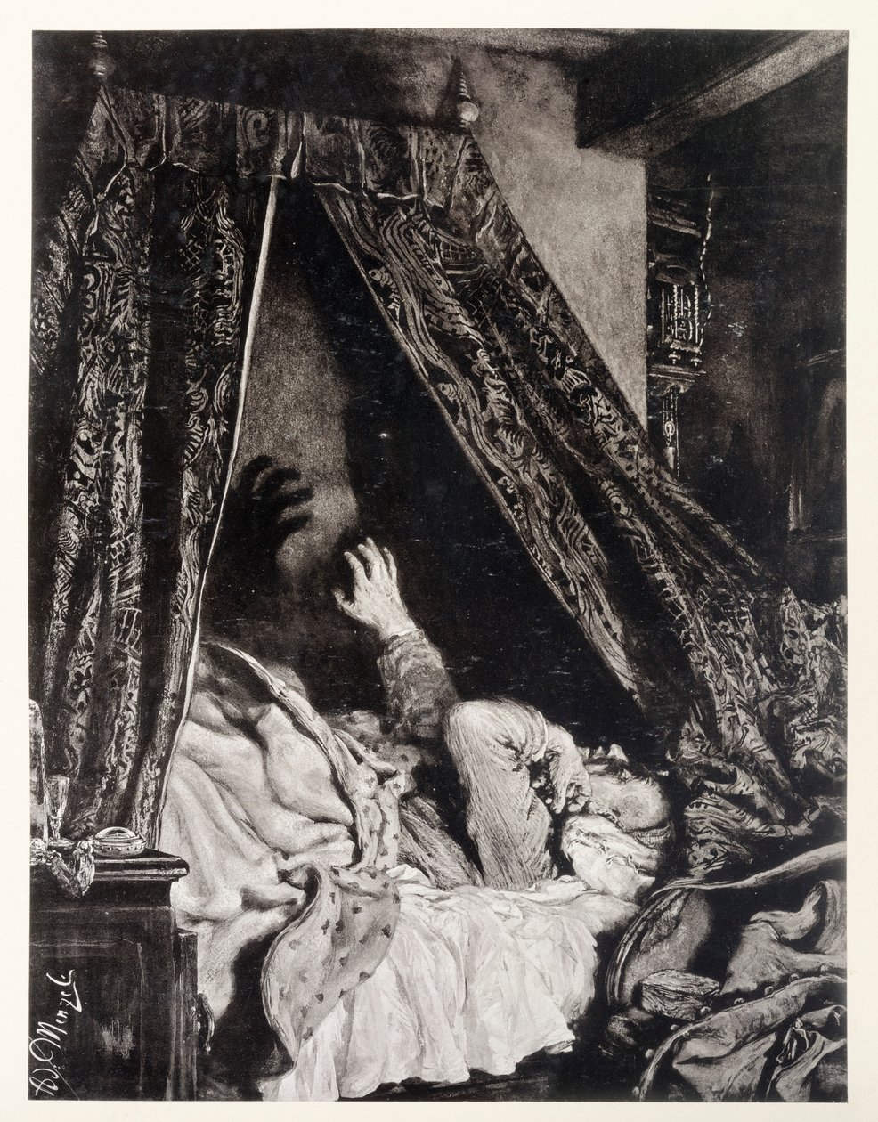 Adamův trýznivý sen, k dramatu "Rozbitý džbán" Heinricha von Kleista od Adolph Menzel