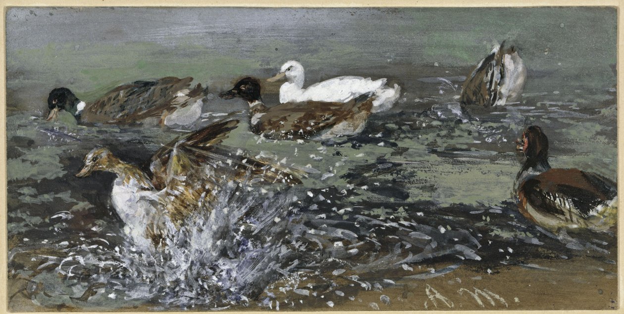 Kachny ve vodě. Z „Dětského alba“ od Adolph Menzel