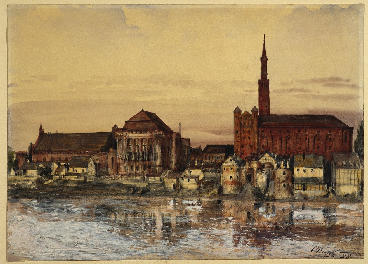 Marienburg na břehu Nogatu od Adolph Menzel