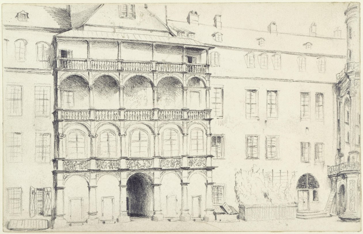 Severní strana velkého zámeckého nádvoří v Drážďanech od Adolph Menzel