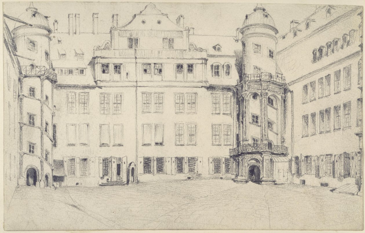 Západní strana velkého zámeckého nádvoří v Drážďanech od Adolph Menzel
