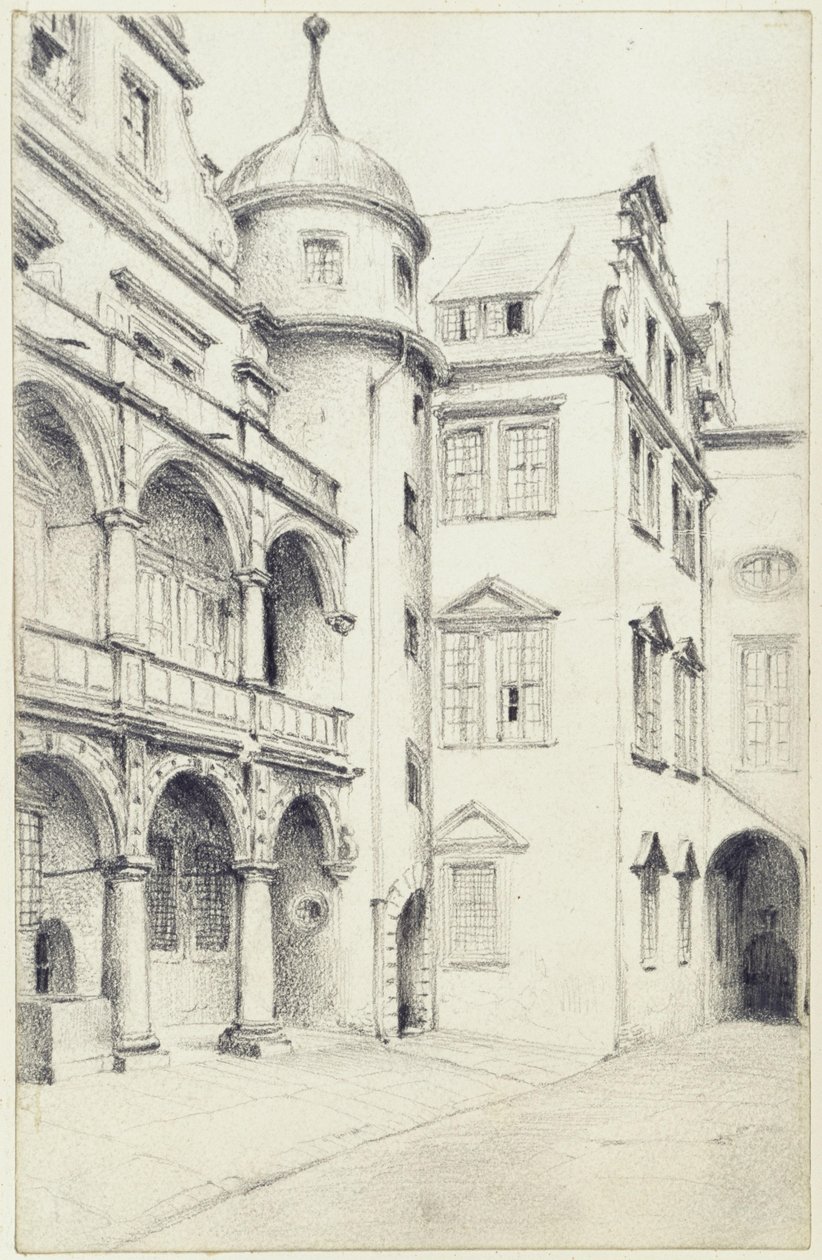 Jihozápadní roh Malého zámeckého nádvoří v Drážďanech od Adolph Menzel