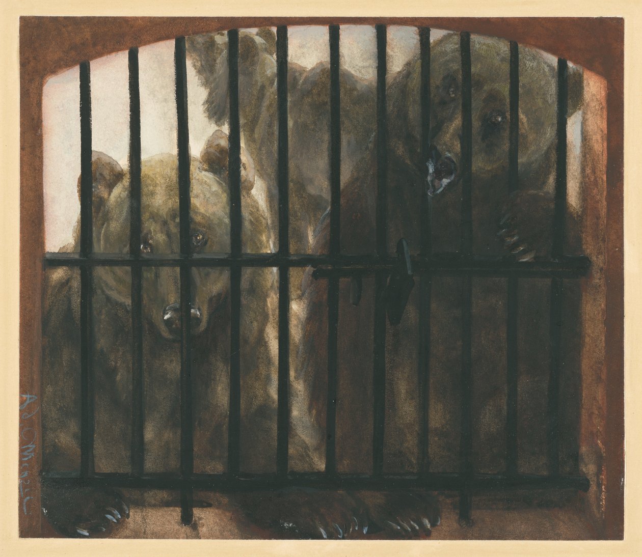 Tři medvědi v kleci. Z „Dětského alba“ od Adolph Menzel