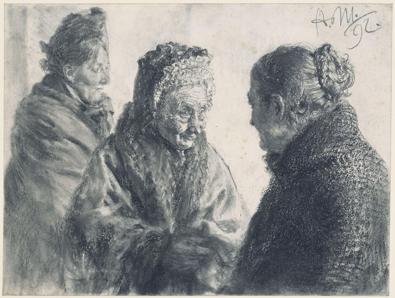Tři ženy, zahalené do šátků od Adolph Menzel