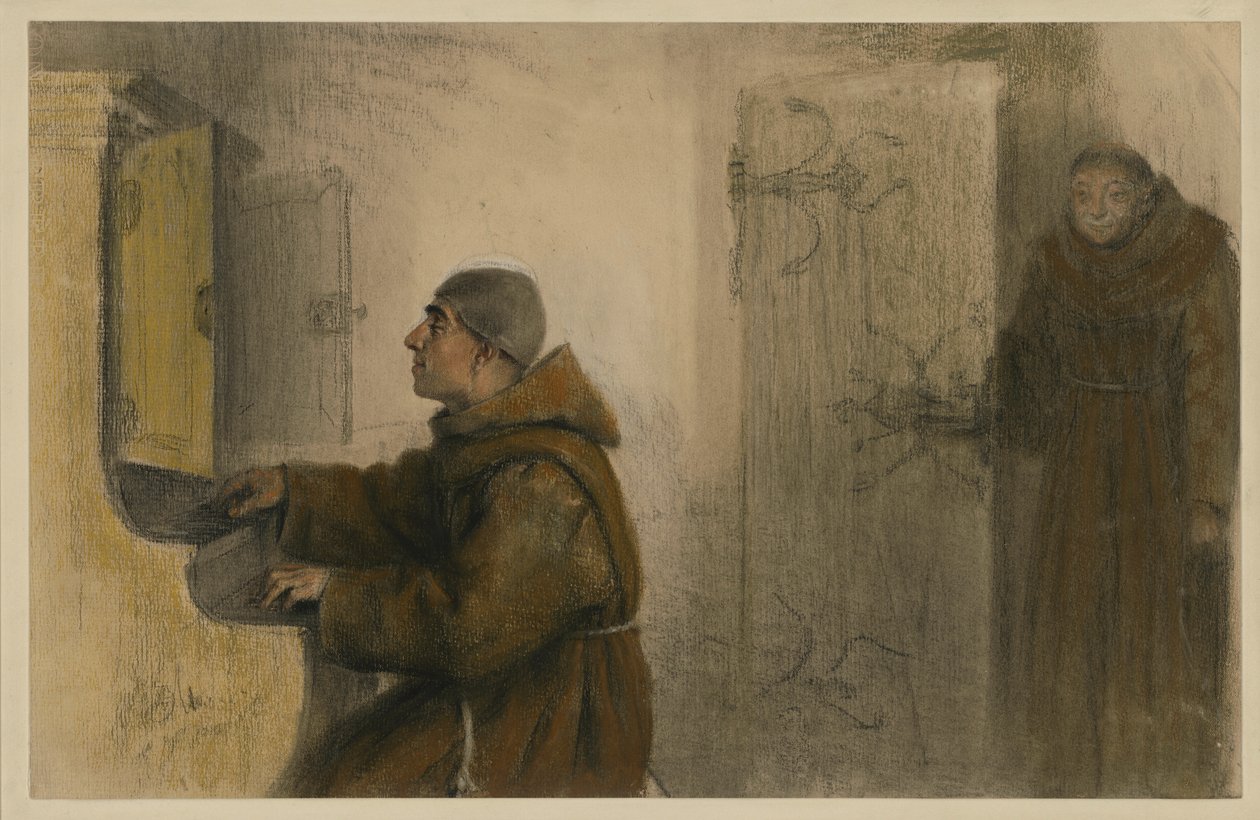 Slepý mnich hrající na varhany od Adolph Menzel