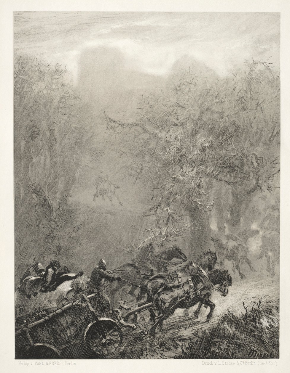 Esej o kameni se štětcem a škrabkou: The Convoy of Prisoners through a Woods, 1851. od Adolph Menzel