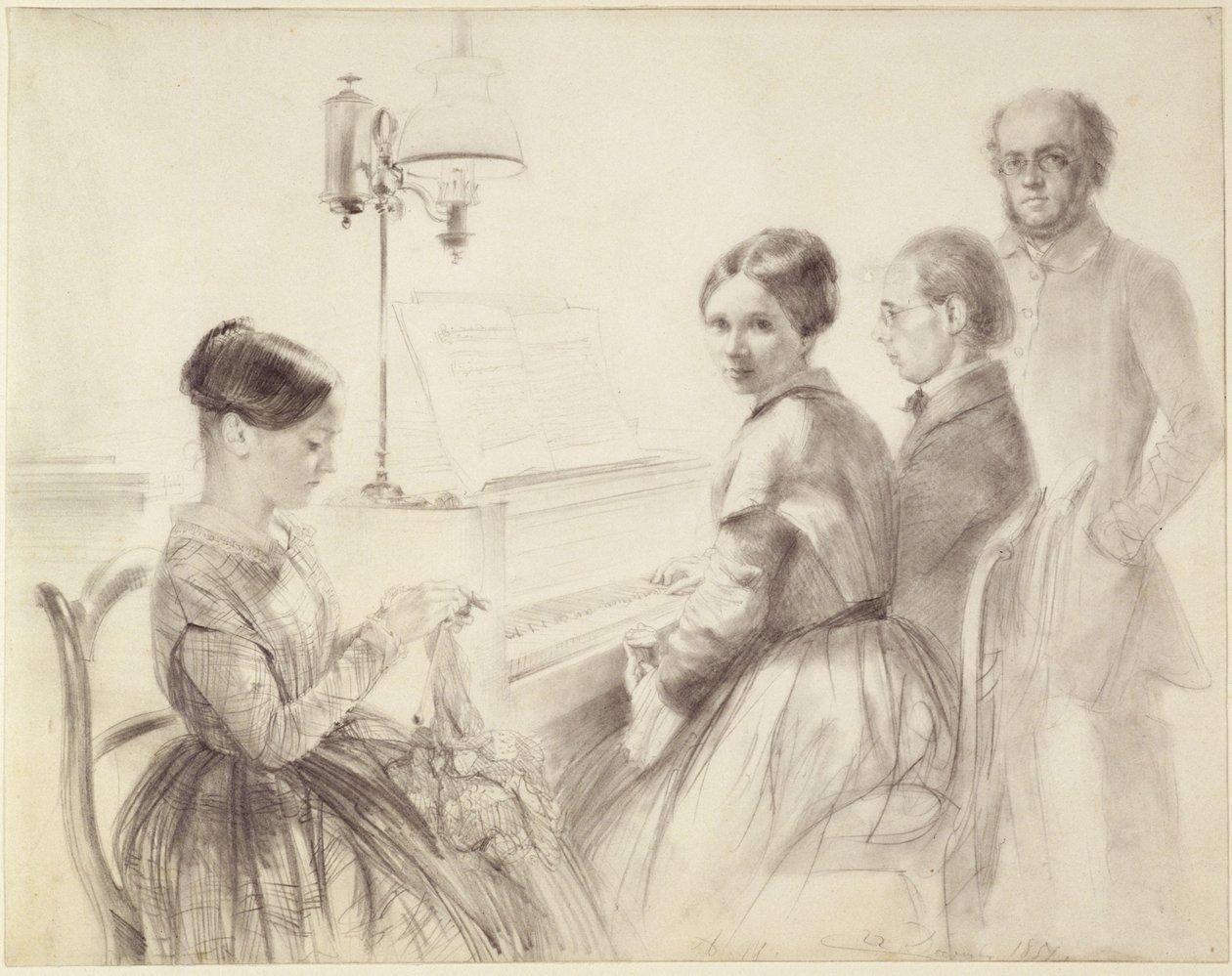 Rodina u klavíru od Adolph Menzel