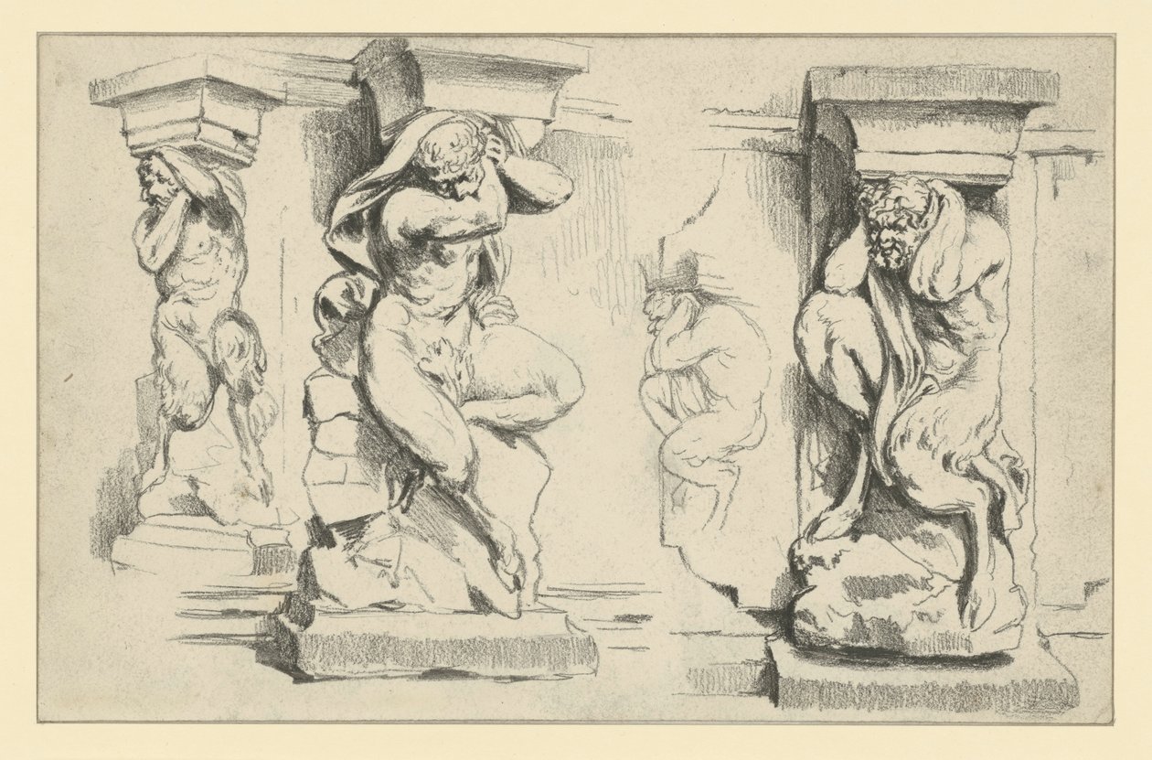 Sochy faunů na jihozápadní obloukové galerii paláce Zwinger v Drážďanech od Adolph Menzel