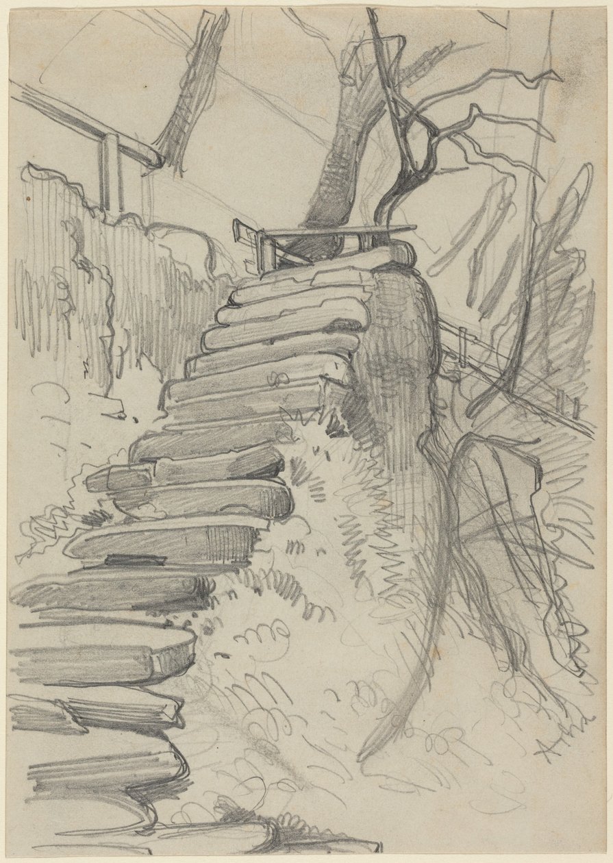 Schodiště z kamene v zahradě od Adolph Menzel