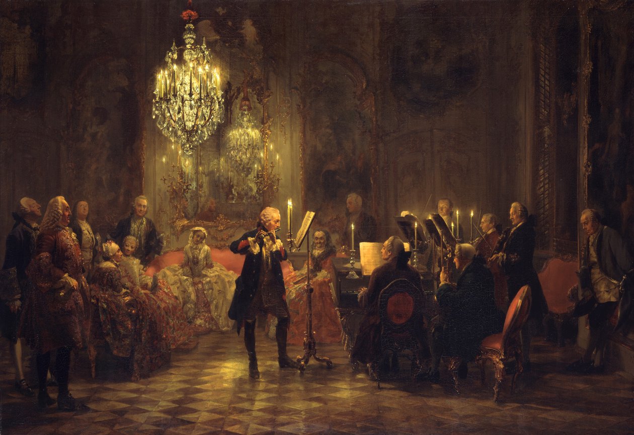 Koncert pro flétnu krále Fridricha II. v Sanssouci od Adolph Menzel